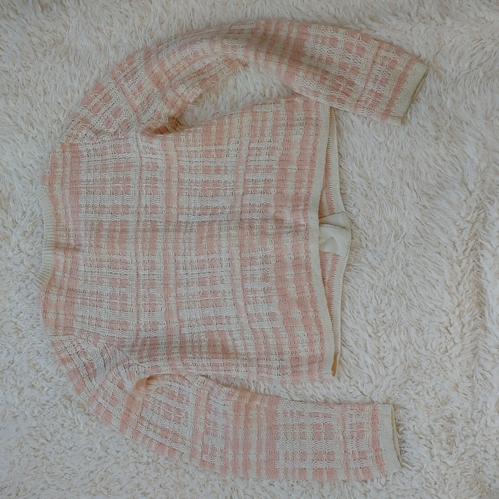 Anthropologie Knitted and Knotted pink and cream cardigan size small - Picture 4 of 8